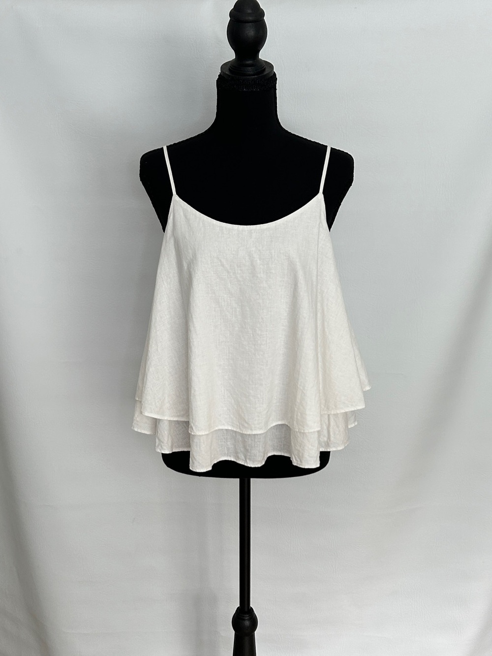 BP. Nordstrom White Linen Blend Layered Flowy Cami Tank Top M